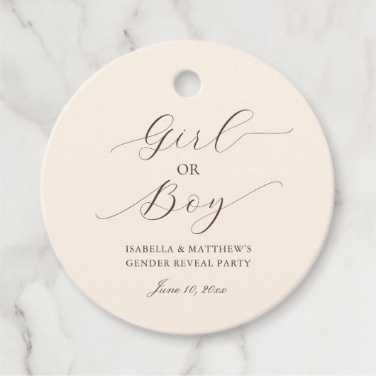 シンプルスクリプエレガントトの性別でベージュパーティーを表示 フェイバータグ (正面)