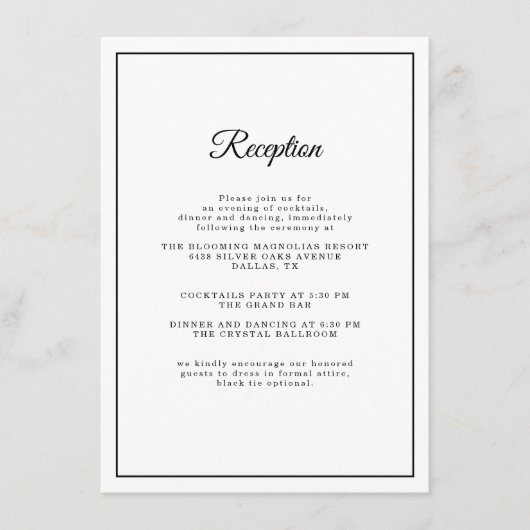 シンプルスクリプエレガントトクラシックの結婚披露宴 エンクロージャーカード (正面)