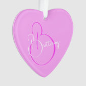シンプルスクリプエレガントトパーソナライズされた薄紫ハート オーナメント (正面)