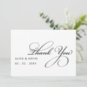 シンプルスクリプエレガントト手書き結婚の サンキューカード (スタンド正面)