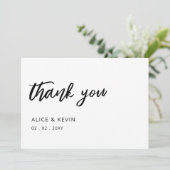 シンプルスクリプエレガントト手書き結婚の サンキューカード (スタンド正面)
