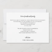 シンプルスクリプエレガントト手書き結婚の サンキューカード (裏面)