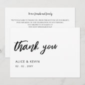 シンプルスクリプエレガントト手書き結婚の サンキューカード (正面/裏面)