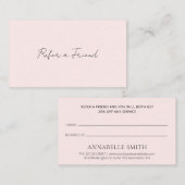 シンプルスクリプエレガントト最小モダン赤面ピンク 紹介カード (正面/裏面)