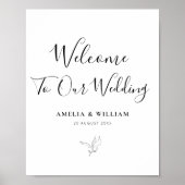 シンプルスクリプエレガントト黒白のウェルカムサイン ポスター (正面)