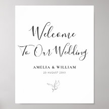 シンプルスクリプエレガントト黒白のウェルカムサイン