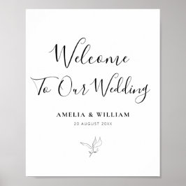 シンプルスクリプエレガントト黒白のウェルカムサイン ポスター