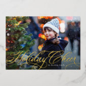 シンプルスクリプエレガントト1枚のフォトファミリー応援 箔シーズンカード (正面)