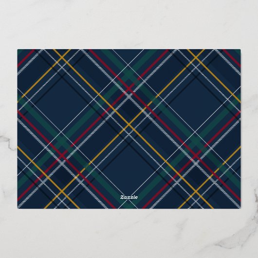 シンプルスクリプエレガントト1枚のフォトファミリー応援 箔シーズンカード (裏面)