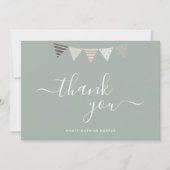 シンプルスクリプエレガントトSageグリーンベビー サンキューカード (正面)