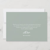 シンプルスクリプエレガントトSageグリーンベビー サンキューカード (裏面)