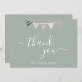 シンプルスクリプエレガントトSageグリーンベビー サンキューカード (正面/裏面)