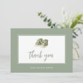 シンプルスクリプエレガントトSageグリーンベビー サンキューカード (スタンド正面)