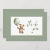 シンプルスクリプエレガントトSageグリーン男の赤ちゃん サンキューカード (正面/裏面)