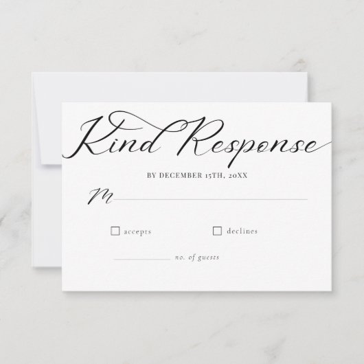 シンプルスクリプクラシックト結婚Minimalist 出欠カード (正面)