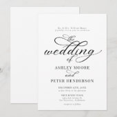 シンプルスクリプクラシックト結婚Minimalist 招待状 (正面/裏面)