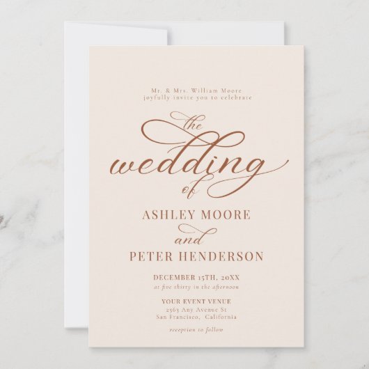 シンプルスクリプクラシックト結婚Minimalist 招待状 (正面)