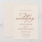 シンプルスクリプクラシックト結婚Minimalist 招待状 (正面/裏面)