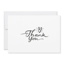 シンプルスクリプトかわいいハートサンキューカード