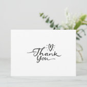 シンプルスクリプトかわいいハートサンキューカード サンキューカード (スタンド正面)