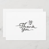 シンプルスクリプトかわいいハートサンキューカード サンキューカード (正面/裏面)