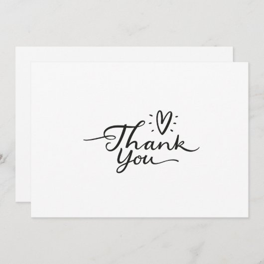 シンプルスクリプトかわいいハートサンキューカード サンキューカード (正面/裏面)