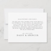 シンプルスクリプトと写真結婚のフラット サンキューカード (裏面)