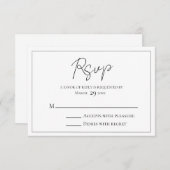 シンプルスクリプトの白黒 出欠カード (正面/裏面)