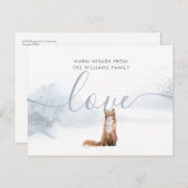 シンプルスクリプトウィンターキツネクリスマス 案内ポストカード (正面/裏面)