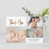 シンプルスクリプトカスタムベビーの写真誕生の状態 サンキューカード (スタンド正面)