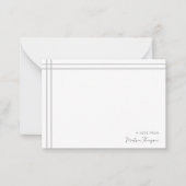 シンプルスクリプトグレー白2辺ダブル縁ど ノートカード (正面)