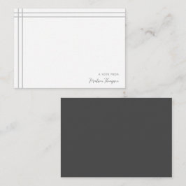 シンプルスクリプトグレー白2辺ダブル縁ど ノートカード