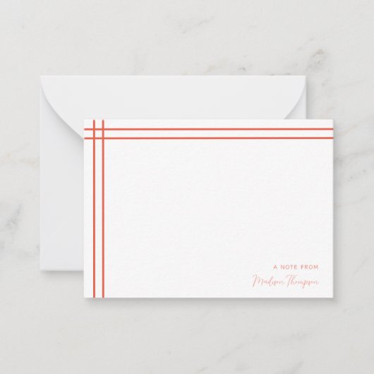 シンプルスクリプトスカーレットオレンジ2サイドダブル縁ど ノートカード (正面)