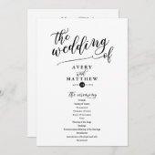 シンプルスクリプトタイポグラフィ |の結婚式 プログラム (正面/裏面)