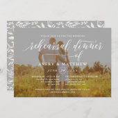 シンプルスクリプトタイポグラフィ |フォトリハーサルディナー 招待状 (正面/裏面)