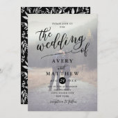 シンプルスクリプトタイポグラフィ |写真結婚の 招待状 (正面/裏面)