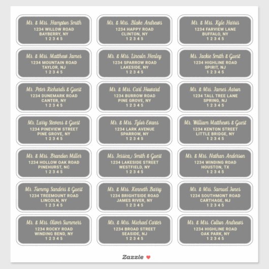 シンプルスクリプトダークグレーゲスト住所 シール (シート)