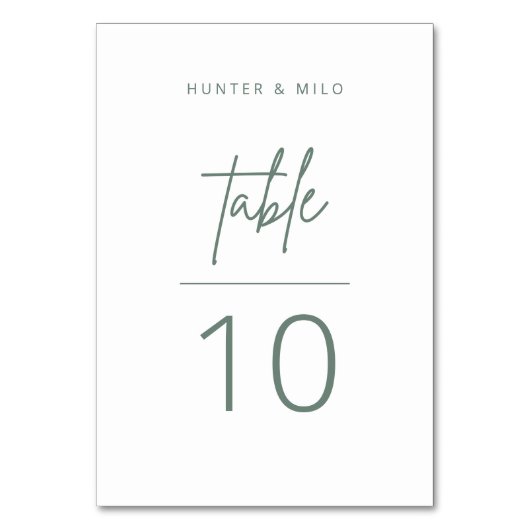シンプルスクリプトテーブル番号結婚式レセプションカード テーブルナンバー (裏面)