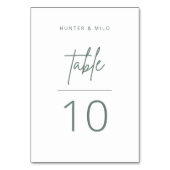 シンプルスクリプトテーブル番号結婚式レセプションカード テーブルナンバー (正面)