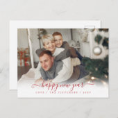 シンプルスクリプトハッピーニューイヤーホリデイ ポストカード (正面/裏面)