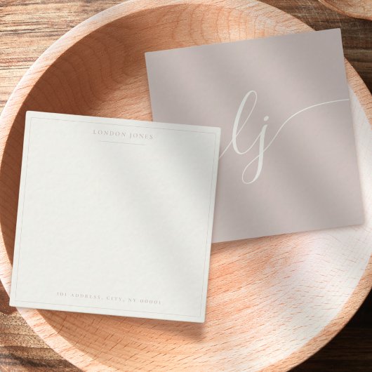 シンプルスクリプトパーソナライズされた文房具バラアイボリー ノートカード