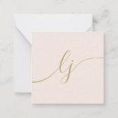 シンプルスクリプトパーソナライズされた文房具赤面金ゴールド ノートカード (裏面)