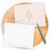 シンプルスクリプトパーソナライズされた文房具赤面金ゴールド ノートカード