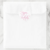 シンプルスクリプトピンクハッピーバースデー ハートシール (バッグ)