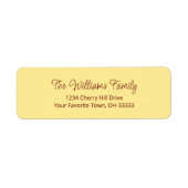 シンプルスクリプトファミリ名イエロー差出人住所 ラベル (正面)