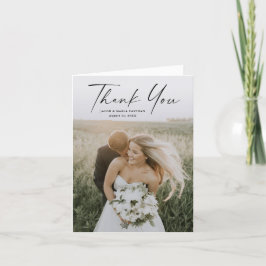 シンプルスクリプトフォトウェディング サンキューカード