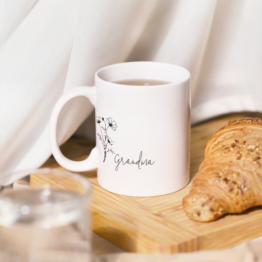 シンプルスクリプトフラワーグランママグカップ コーヒーマグカップ