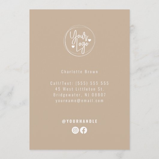 シンプルスクリプトベージュサロン価格表サービス メニュー (裏面)