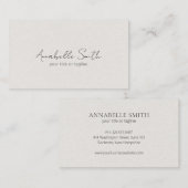 シンプルスクリプトミニマルモダンベージュエレガント 名刺 (正面/裏面)