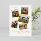 シンプルスクリプトメリークリスマスフォトコラージュ金ゴールド 箔シーズンカード (立ち正面)